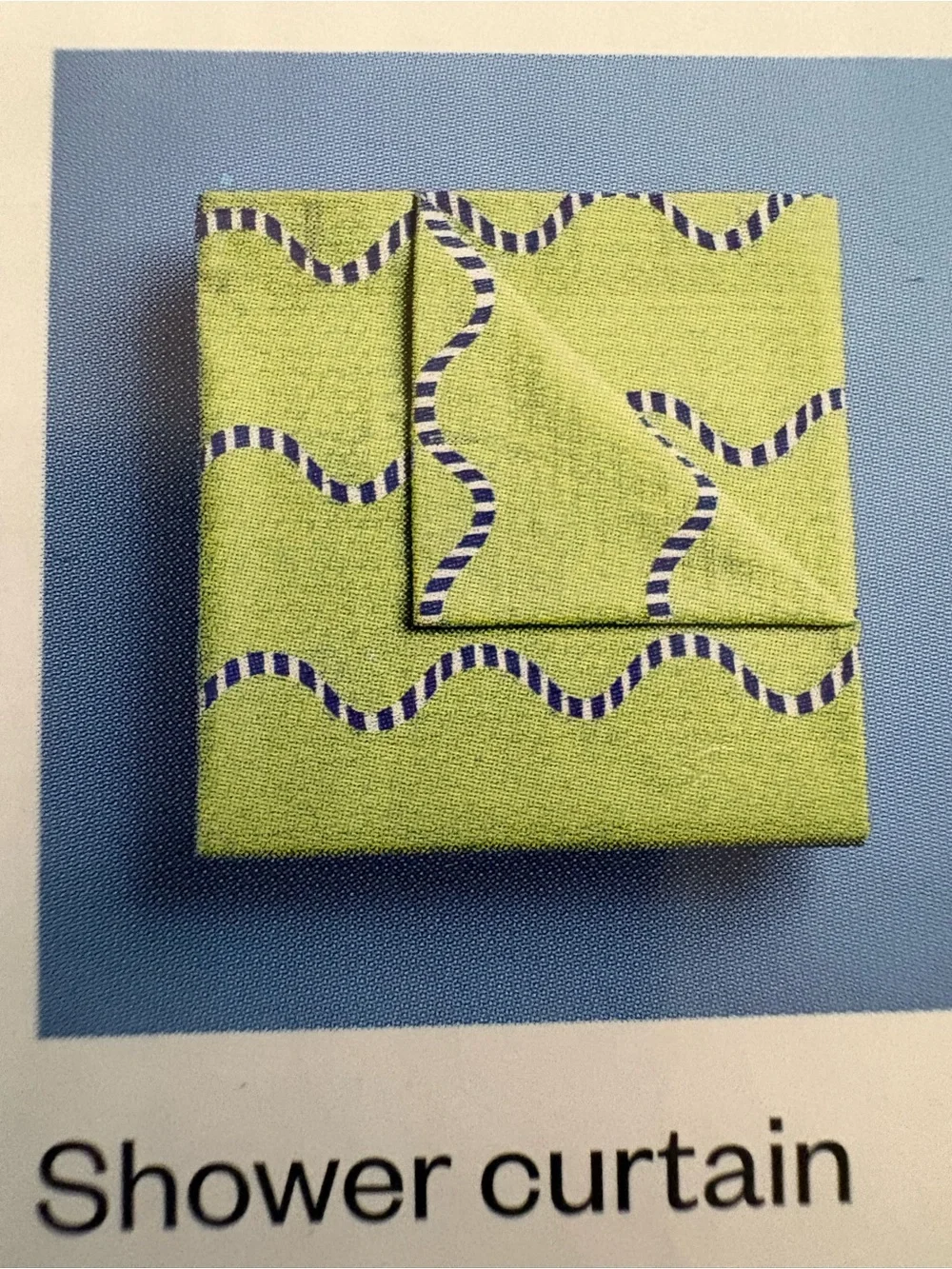 Room Essentials Light Green Waffle Shower Curtain with Blue Stripe Accents